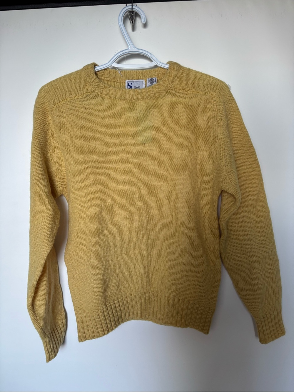 Classic Crewneck Sweater in soft Mustard Yellow virgin wool
